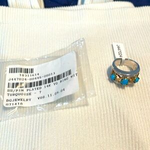 NWT JTV Sterling silver ring with gold & turquoise